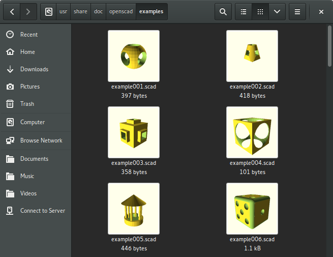 OpenSCAD thumbnailer example