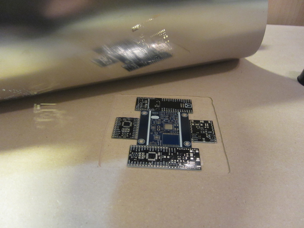 Stencil up, board in place