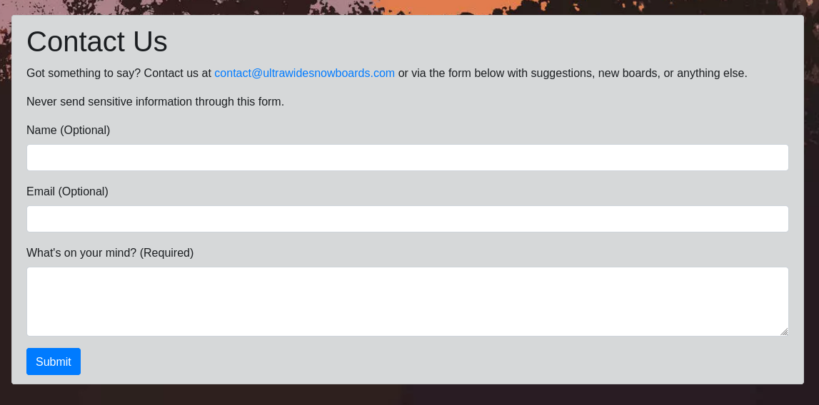 Contact form screen shot